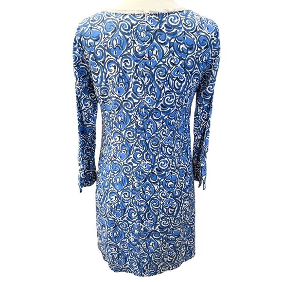 Lilly Pulitzer Blue and White Beaded Embellished Dress Sz Small - Picture 13 of 14